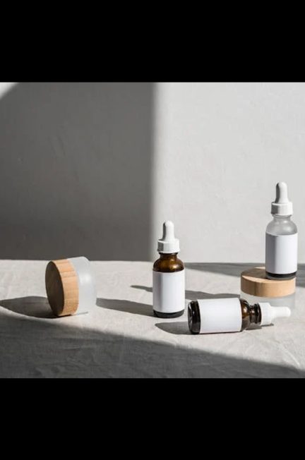 Empty skincare bottles