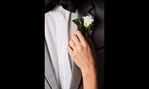 White shirt and black bow