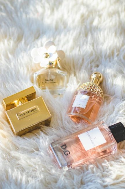 Perfumes on a faux background